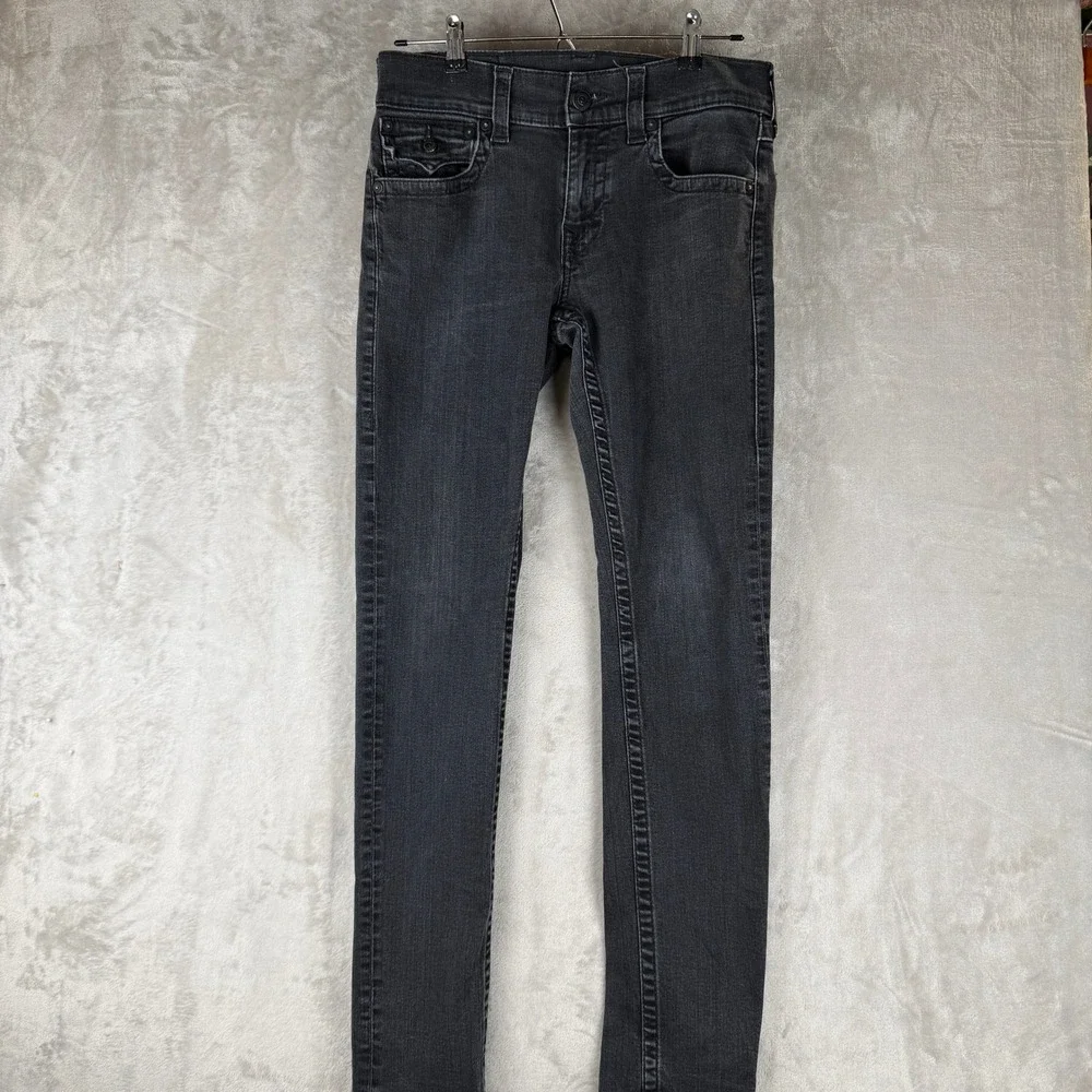True Religion‎ Geno Slim Fit Jeans Faded Black Horseshoe Flap Pocket Mens 31x32